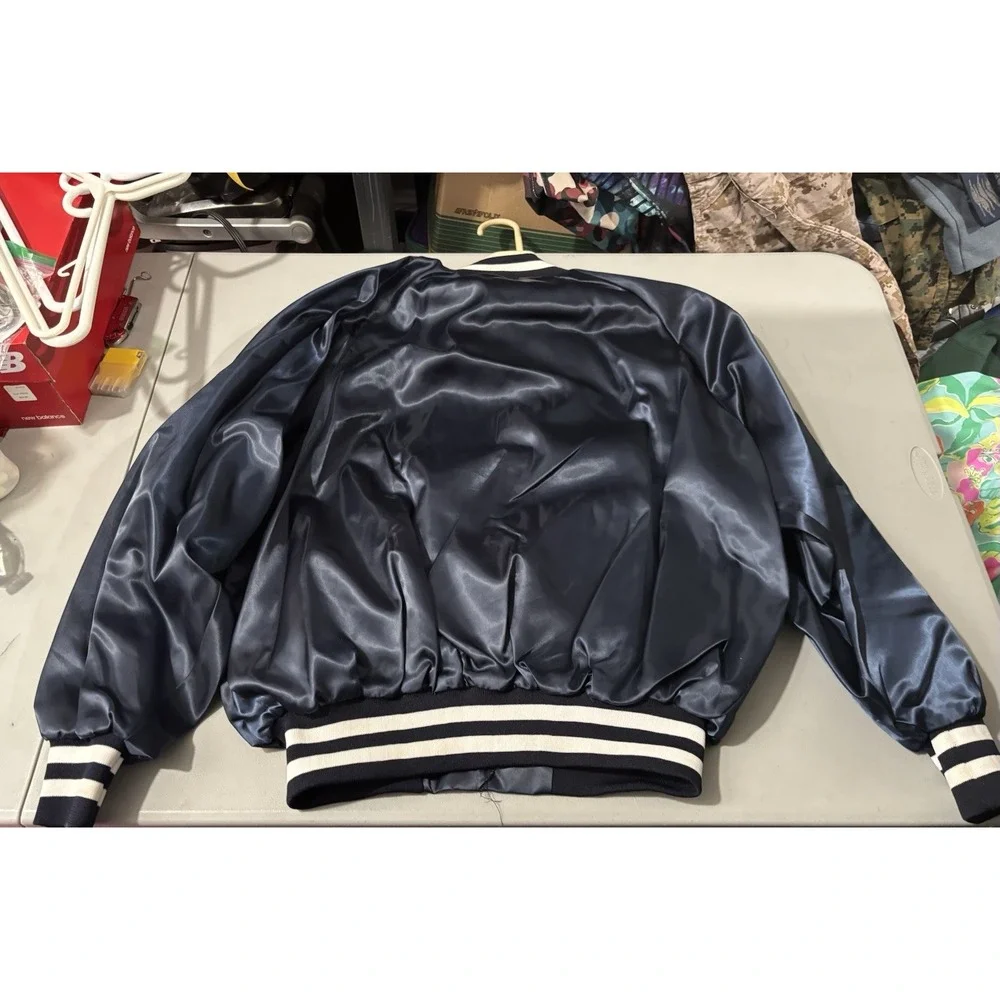 Vtg Navy 2Xl Bomber Jacket Sno King Mo Special Olympics